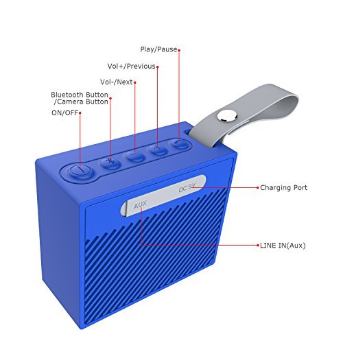 Ifecco Portable Wireless Speaker, Bluetooth 4.1 Waterproof Speaker with Built-In Mic Perfect Speaker for Outdoor, Beach, Shower & Home (Blue)