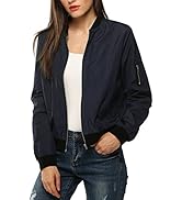 Zeagoo Women's Bomber Jacket Casual Coat Zip Up Outerwear Windbreaker with Pockets S-XXL