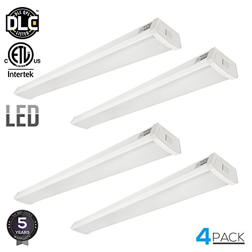 LEONLITE 40W 4ft LED Wraparound Garage Shop Light Flush Mount Ceiling Light, 100W Equiv. Ultra Bright 4000lm, Daylight 5000K for Laundry Rooms, Hallways, Offices, Workbenches, Pack of 4