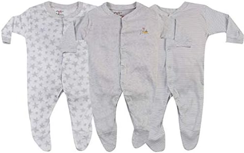 BUMZEE Full Sleeve Cotton Romper for Baby Boys and Girls Age 6-9 Months Pack of 3 Rompers (Grey)
