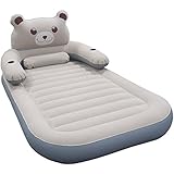 HOMCA Twin Size Air Mattress, Inflatable Toddler Bed Firm Airbed Portable Blow Up Matress for Kids with Cup Holder Detachable Backrest Electric Pump for Home Travel 79x47x8in, Gray