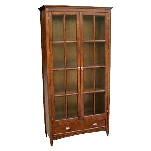 Bookcase w Glass Doors (Brown) Amazon.co.uk Kitchen & Home