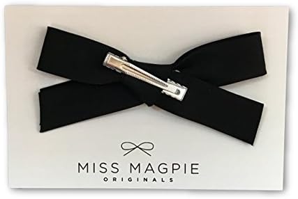 Miss Magpie Originals Large Retro Girls Hair Bow With Alligator Clip (Black)