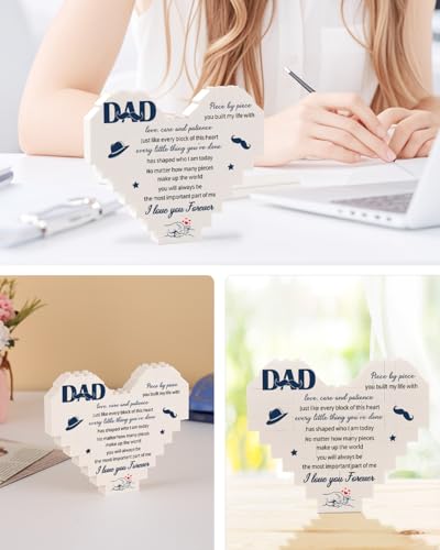 KAAYEE Fathers Day Dad Gifts, Building Blocks Plaque Dad Birthday Gifts from Daughter Son, Funny Daddy Presents from Kids for Christmas Birthday, Ideal Gift for Daddy Father Men