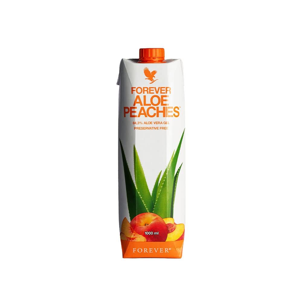 Forever Living Products Aloe Peaches, 1000ml, Peach Flavored Aloe Vera Gel, 83.4% pure inner leaf Aoe Vera gel, No added preservatives, Gluten Free, Vegan friendly