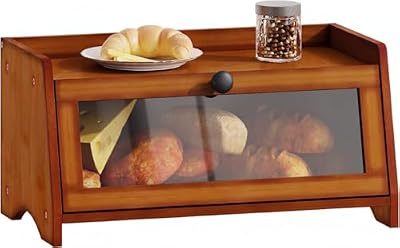 Caja de pan para encimera de cocina, caja de pan de bambú para pan casero, contenedor de almacenamiento de pan de madera, caja de pan pequeña, organizador de pan para mostrador, despensa