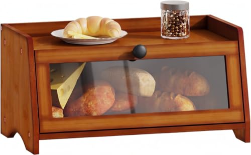 Brotkasten Bambus Braun,Brotaufbewahrung Frischhalten Brotbehälter Brotschrank Bread Box Holz,Brotaufbewahrungsbox Brotkorb Brotkästen Brotbox Modern Brot Aufbewahrung