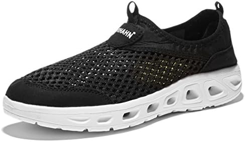 Men's Slip On Outdoor Casual Walking Sneakers Lightweight Breathable Mesh Pool Swimming Beach Water Shoes Size 9.5 US Black