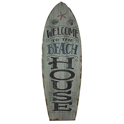 Tremont Floral Wooden Beach Sign - Welcome to Our Beach House - 8" Wide x 24" High 41duuuoXg3L