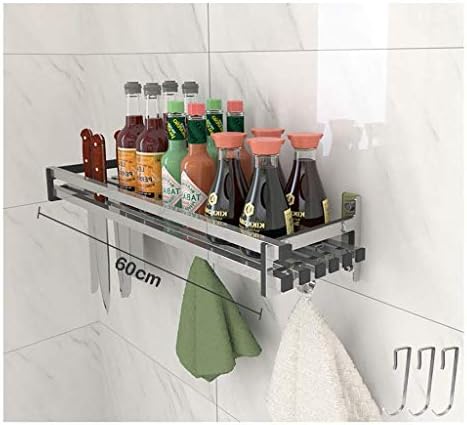 収納棚キッチンオーガナイザー 壁掛けバスルーム多機能スパイスラックステンレススチールインストールが簡単 サイズ 長さ60cm 高品質