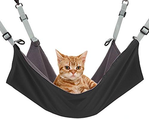 Npingxia Cat Hammock Bed，Cat Cage Hammock，Comfortable Hanging Pet Hammock Bed for Cats/Rabbit/Ferret/Small Dogs or Small Animals Sleepy Pad Comforter 22 x17 in(Black)