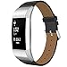 Simpeak Compatible for Fitbit Charge 2 Leather Band, Black, Size No Size