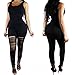 Dasbayla Women Ripped Tights Plus Size Wasp-Waisted Rompers Slim Fit Outfits Jumpsuits XL Black