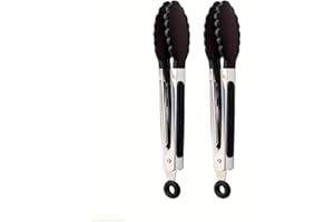 2pcs Stainless Steel Kitchen Tongs, 7 Inch Heat Resistant Non-Stick Cooking Tongs With Nylon Tips, Mini Locking Food Tong For