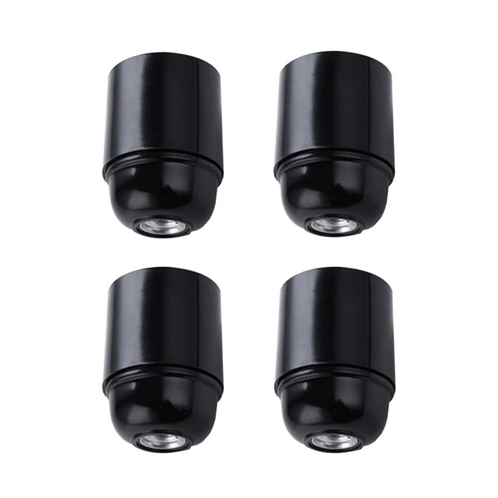 HSTHE Sea 4-Piece Vintage E27 Lamp Holder, Black Bakelite Bulb Socket, Pendant Light Fittings for Edison Bulbs (Black)