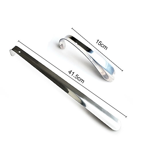 Set of 2 Shoe Horn Stainless Steel Silver Metal Shoes Remover Shoehorn 16.3" Inch and 5.9" Inch Long