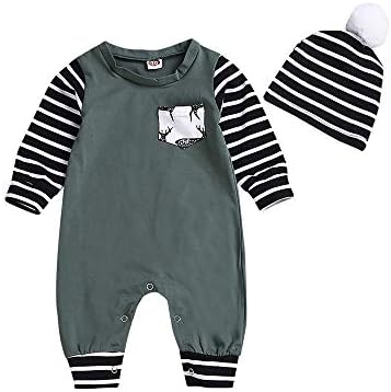 Newborn Toddler Baby Boy Girl Long Sleeve Romper Jumpsuit Bodysuit Hat Outfits