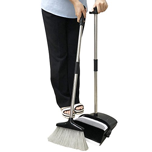 image for URARA Broom and Dustpan Dust Pan and Broom Combo Set/Long Handle Stand
