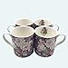 Lightahead Elegant Bone China Coffee Tea Mug set of 4 in Beautiful Roses Design 8.5 oz each cup in attractive gift box
