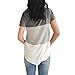 YunJey Short Sleeve and Long Sleeve Round Neck Triple Color Block Stripe T-Shirt Casual Blouse Grey