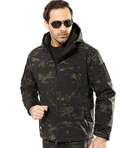 ANTARCTICA Men's Mountain Waterproof Ski Jacket Outdoor Sports Windproof Rain Jacket (Black Camo, XXXL)