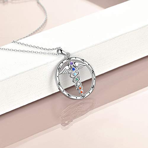 925 Sterling Silver Chakra Necklace Yoga Lotus/Tree of Life/Hamsa/Dragonfly Pendant Necklace Jewelry Gifts for Women - Image 5