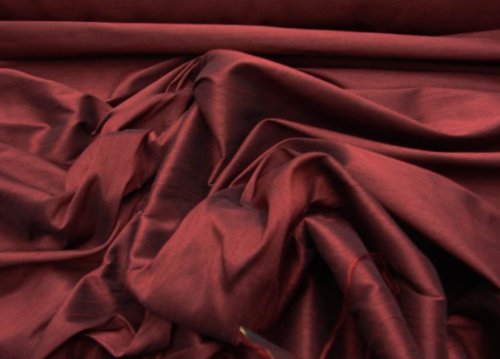 Wine Shantung Dupioni Faux Silk Fabric Per Yard