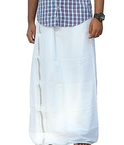 Men's Cotton Dhoti (Aswinihandlooms4_White_Free Size)