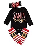 3pcs Baby Girl Cute Long Sleeve Romper Leg Warmers hairband Outfits Christmas Costume(0-6Months)