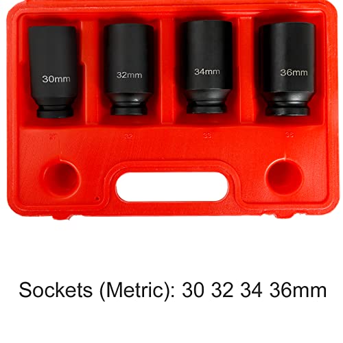 TYFYB Impact Socket Set,1/2 inch Drive Spindle Axle Nut Socket Set 4PC
