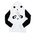 St. Jubileens Women's Cute Panda Print White and Black Fleece Hoodie Sweatshirts Tops Pullover (Large)