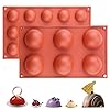 2 Pieces Baking Mold, Semicircle Silicone Mold 6 Holes Semicircle 15 Holes Semicircle Cake Moulds Dome Bakeware Set for…