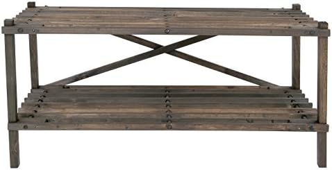 ULTIDECO 2-Tier Solid Wood Shoe Rack, Household Shoe Tower and Storage Organizer Cabinet in Carbon Black stain