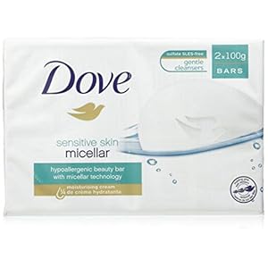 Dove-Sensitive-Micellar-Bar-2-x-100-g Dove Pure & Sensitive hypoallergenic with ¼ moisturising cream Beauty Bar soap for softer, smoother, healthier-looking…