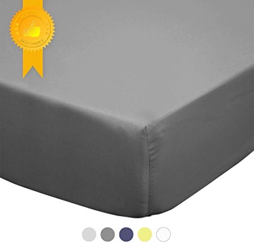 H Bedding Fitted Sheet - Deep Pocket Bottom Sheets, Wrinkle Free, Extra Soft (Dark Gray, Queen)