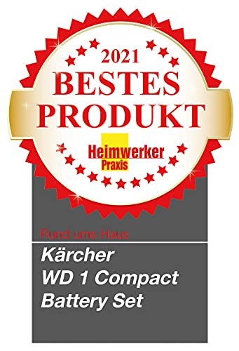 Karcher 18 V Akku-Nass-/Trockensauger WD 1 Compact Battery Set, Patronenfilter, Saugschlauch:1,20 m, Behältergröße:7 l, Leistung:230 W, verwendbar 18-V-Akku, mit Akku 8