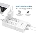 QICENT 6 AC Outlets Desktop Surge Protector with 5 USB (40W 8A) Charger Ports for Kindle Fire/iPhone 7/iPad Universal for Home & Office - White