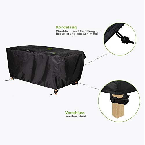 Awnic Abdeckplane Gartenmöbel Schutzhülle Winterfest Wasserdicht Rechteck 420D Oxford-Gewebe 170X115X71cm – Bild 6