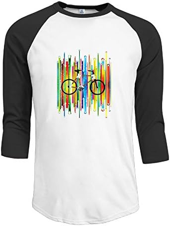 Youngcool Rainbow Bicycle Vintage Men's Raglan Athletic Baseball 3/4 Sleeve T-Shirt Tee XL