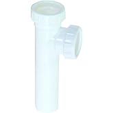 EZ-FLO 1-1/2 Inch High Impact Polypropylene End Outlet Tee for Tubular Drain Applications, Slip Joint Connection, White, 3538