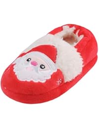 Annnowl Toddler Boys Girls Santa Claus Christmas Shoes Winter Warm Slippers (17/18 (US Size 9-10) (Insole Length-17.5 cm), Santa)