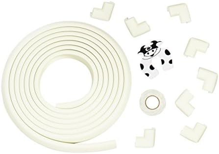 20 ft Edge &amp; Corner Foam Guard Set, Child Baby Proofing Safety Guard, Sharp Edge Corner Cushion, Includes 8 Pre-taped Corners and Door Slammer, White Baby Bumper for Child Proofing Protection