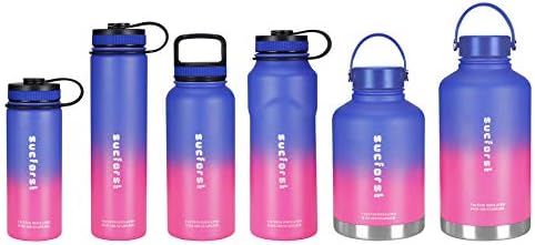 SUCFORST Water Bottle +2 Extra Accessories - Vacuum Insulated Stainless Steel Wide Mouth Travel Mug - Powder Coated Double-Walled Flask