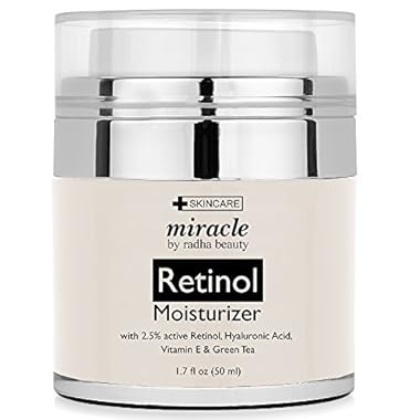 Retinol Moisturizer Cream for Face – with Retinol, Hyaluronic Acid, Vitamin E and Green Tea. Best Night and Day Moisturizing Cream 1.7 fl oz.