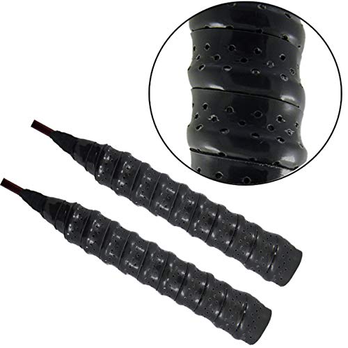 Quality Yes QY 2Pack Double Color Widened Perforated Super Absorbent Tennis Racket Overgrip Anti Slip Keels Badminton Racket Tape Wrap Table Tennis Racket Tape, Black