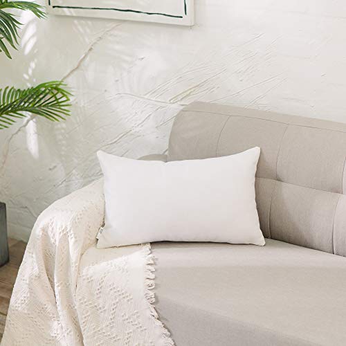 White Pillow Case Soft Linen Rectangle Decorative Throw Cushion Cover Pillowcase with Smooth Hidden Zipper for Car 12" x 20 "