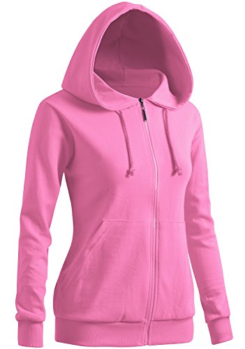 CLOVERY Women's Drawstring Long Sleeve Hoodie LIGHTPINK Large