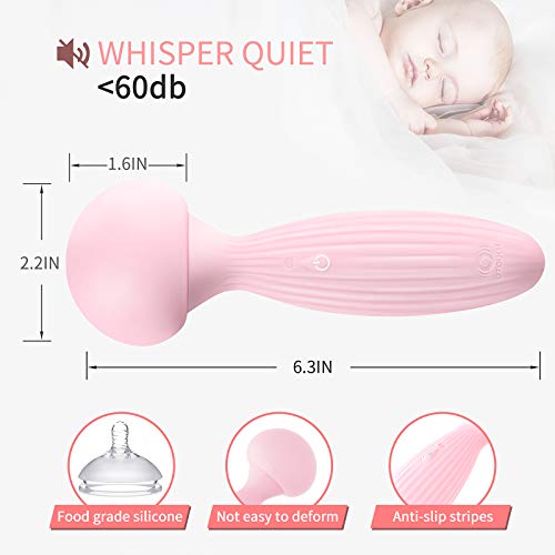 Personal Mini Mushroom Wand Massager - Small Cordless Rechargeable Electric Handheld Vibrating Magic Massager for Back, Neck, Foot, Shoulder, Leg, Body Relief, Sports Recovery, Muscle Ache (Pink)