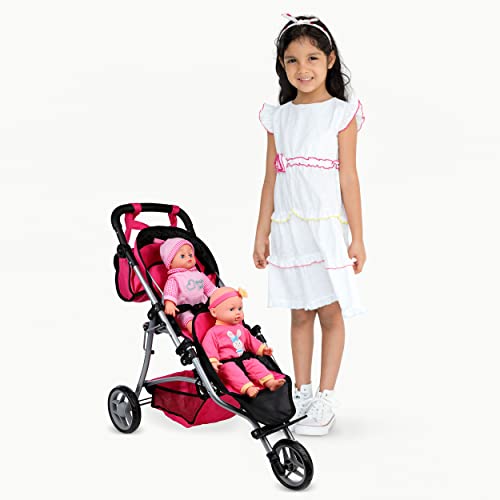 Mommy & me Twin Doll Jogger with Free Carriage Bag, Baby Doll Double