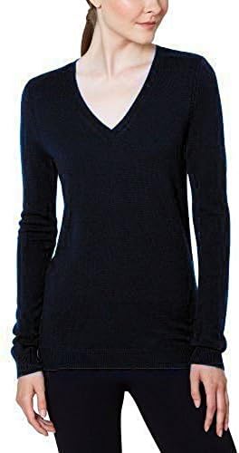 Magaschoni Women's V-Neck Sweater BLACK x-large